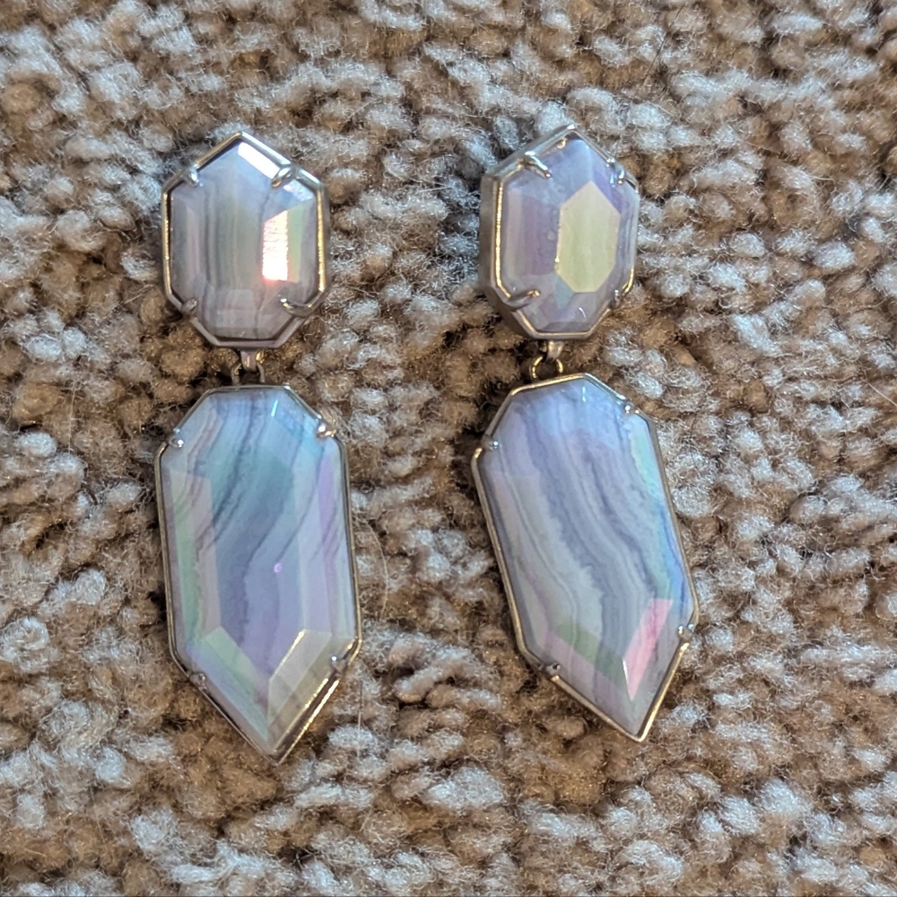 GUC Kendra Scott Iri Blue Lace Agate Perla Earrings